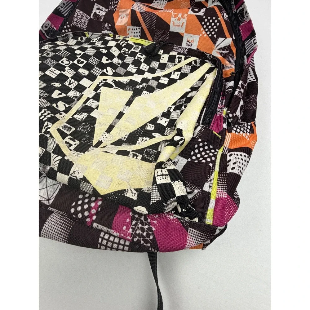 Vintage Volcom Vintage Backpack Y2K Skull Checkerboard Graphic Print Skate Bag